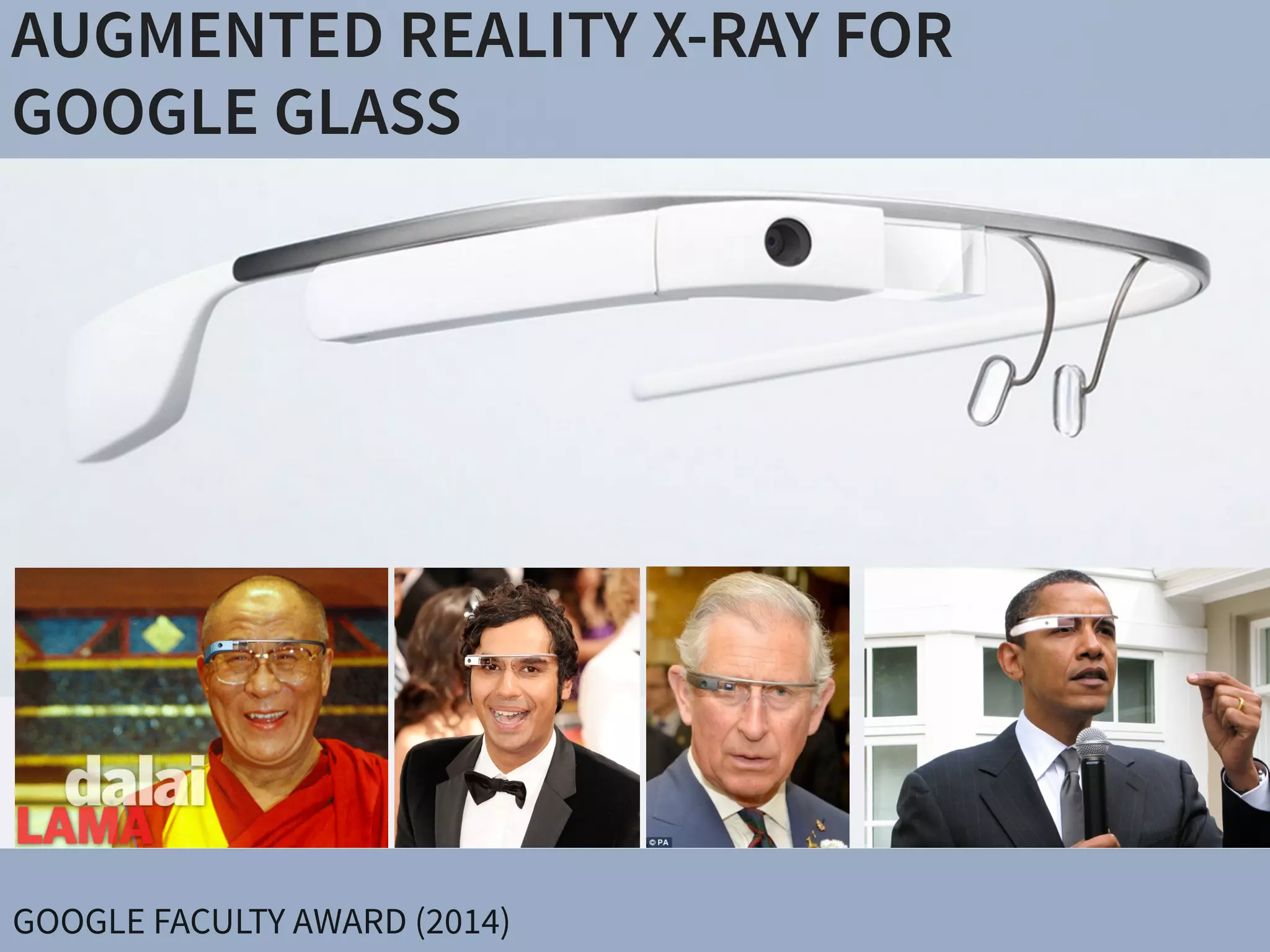 AUGMENTED REALITY X-RAY FOR  
GOOGLE GLASS
GOOGLE FACULTY AWARD (2014)
 