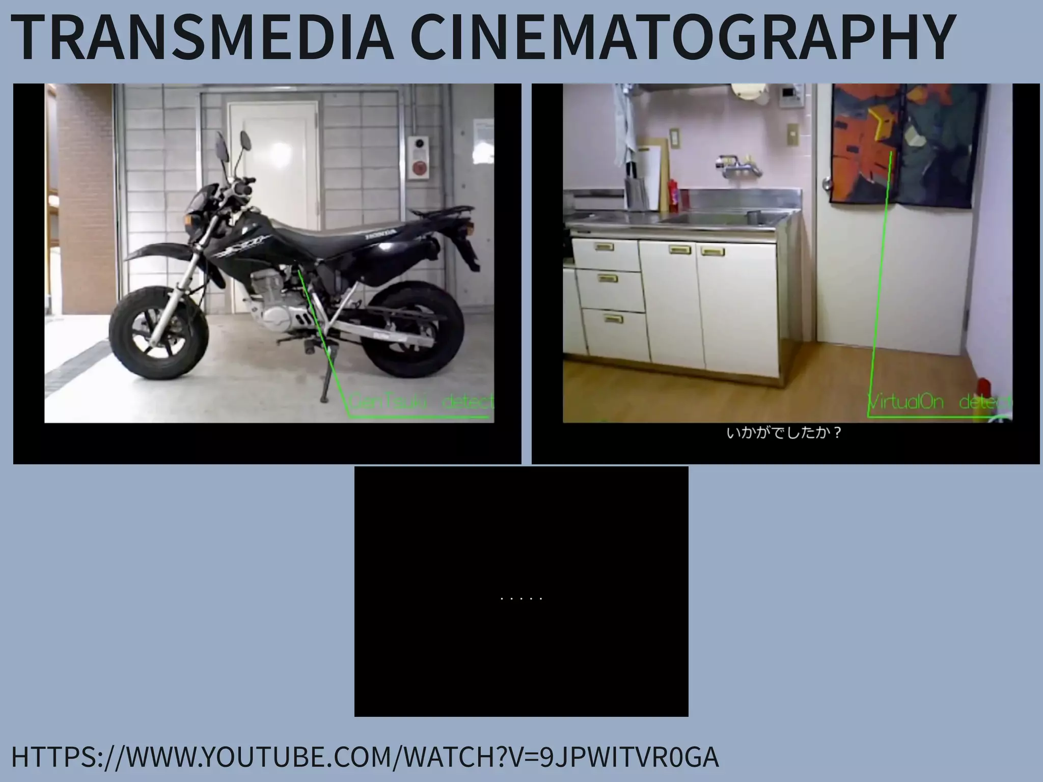 TRANSMEDIA CINEMATOGRAPHY
HTTPS://WWW.YOUTUBE.COM/WATCH?V=9JPWITVR0GA
 
