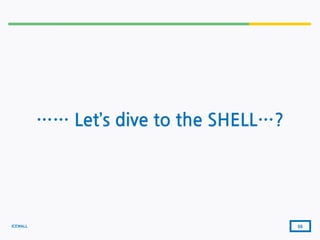 ICEWALL
…… Let’s dive to the SHELL…?
55
 