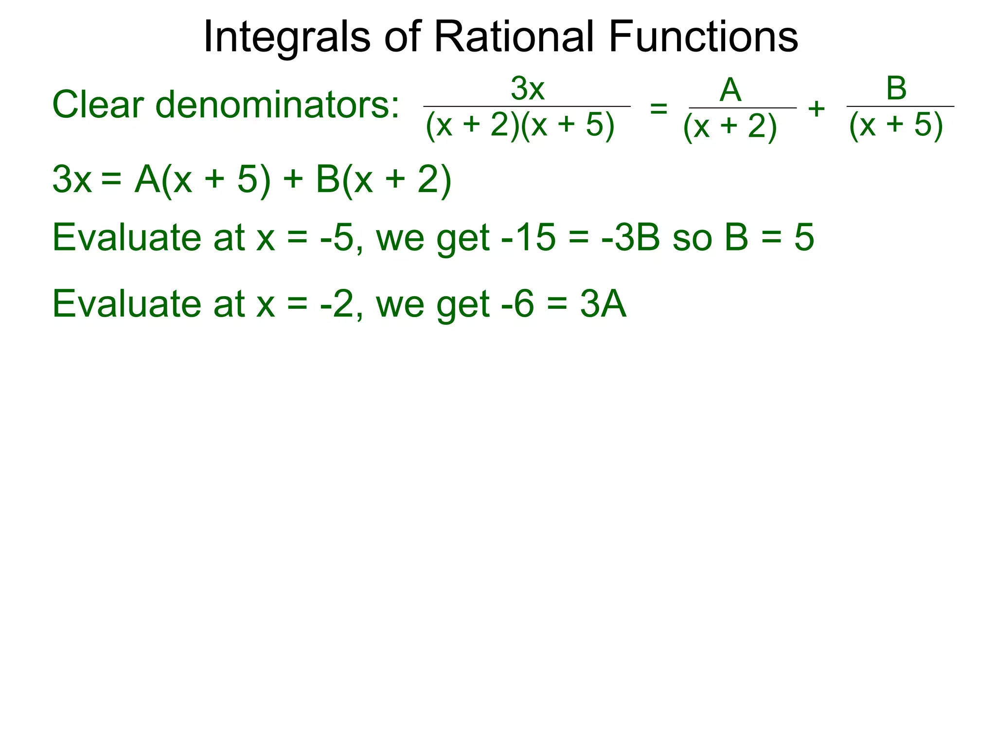 17 integrals of rational functions x ppt
