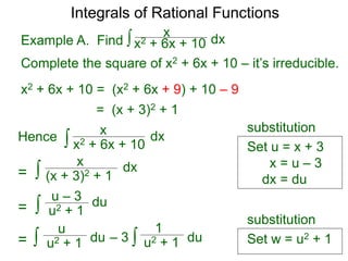 Integrals Rational Form 17 integrals of rational functions x | PPTX