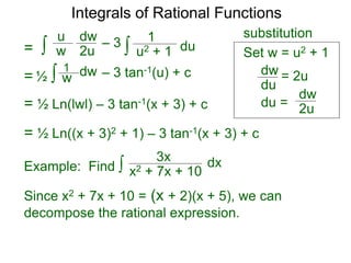 Integrals Rational Form 17 integrals of rational functions x | PPTX