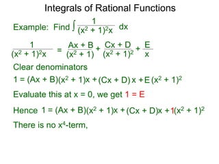 Integrals Rational Form 17 integrals of rational functions x | PPTX