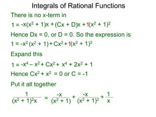 Integrals Rational Form 17 integrals of rational functions x | PPTX