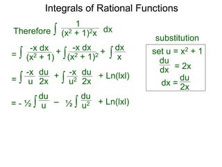 Integrals Rational Form 17 integrals of rational functions x | PPTX