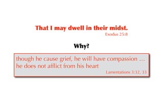 though he cause grief, he will have compassion …


he does not af
fl
ict from his heart


Lamentations 3:32, 33
That I may...