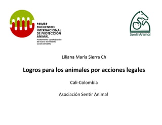 Liliana María Sierra Ch

Logros para los animales por acciones legales
                  Cali-Colombia

             Asociación Sentir Animal
 