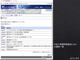 日本工業標準調査会（JISC）
JIS規格一覧
※ウソです
 