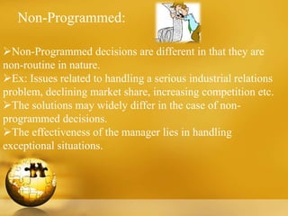 principles of Management- types of decision making | PPTX
