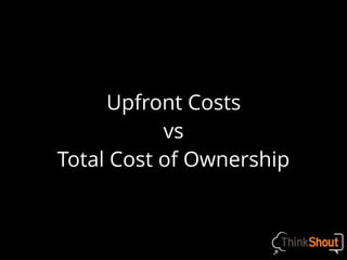 Upfront Costs
vs
Total Cost of Ownership
 