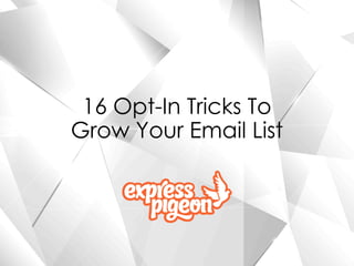 16 Opt-In Tricks To
Grow Your Email List

 