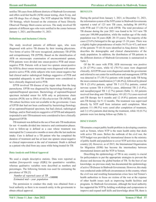 Prevalence of tuberculosis in Shabwah Governorate, Yemen: A cross ...