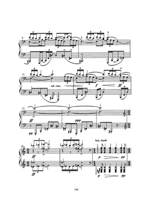 produção de harmonias por defazagem de mesmo material contrpontístico anterior em três ins
        tâncias


                         sus                                               Bm(b5)

                  F      F7+ Bm(b5) Em/G F7+ Gsus7 F6(sus)                    Esus/B   F7+(sus)




                         Esus(b9)            D#m/A#                Esus(b9)


                                    7a.M

                          F7+(omit3,5)                 F     F7+(omit5)
 lídio de C
 (sem do)                                                                                         sobreposição de
                                                                                                  harmonias com
                      D#m/A#               Esus(b9)                      Bm                 Bm    procedimento
                                                                                                  contrapontístico
                                                                                                  e por defazagem
                                                                  3a.M
                                                            7a.M


F7+(omit3,5)


                       Esus(b9)            F#/A#       Esus(b9)            F#/A#



                                  6a.M
                                  7a.M
                                                                                                   3a. M

                                                                                                      harmonia
                                                                                                      quartal
  uníssono
                                                                         D#m(9)                   sobreposição
                                                                                                  de processos
                                                                                                  harmônicos que
                                                                                                  visam timbres


                                                                    região grave: inusual
                                                                    para acordes em
                                                                    posição fechada

                                                      350
 