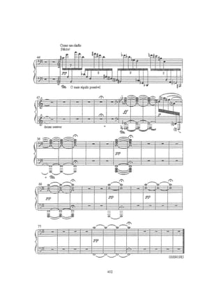 Coda Rápida
                   com
                   apresentação
                   do material
                   harmônico em
                   harpejos
                                                                             C(~m) (#5)
              G(#9~=3m)(#9,13) = Gm7(13)
                                              D(#5)          Eb(omit3)7/D




                                                                                          A#(sus)bb5,b6(b9)

                                                  Dm(#5)/B#
                                                                  harmonia quartal
                                                          Fb/Gb
Inusual=!!!

                                                                                          F


                               segundas (no caso a maior)
                               em região inábil para esse
                               tipo de uso



                                                      F




    acorde                                 F(omit3)               F(omit3)
      de
  fá maior
 (mas com
                    F
 terça numa
 posição não
 usável na mão
 esquerda
                                   F(omit3)




                                                      360
 