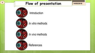 Introduction
In vitro methods
In vivo methods
References
Flow of presentation 14/05/2018
1
 