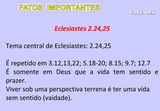 50
Bibliografia básica
• Textos Bíblicos extraídos: Bíblia Sagrada Nova Versão
Internacional; São Paulo; Ed. Vida; 2001
• Bíblia De Estudo NVI, Barker; São Paulo; Ed. Vida; 2003
• Toda a Bíblia em um ano: Ester a Malaquias; Dusilek, Darci; 10ª
ed. Rio de Janeiro; Ed. Horizonal, 2011
• Manual Bíblico SBB; trad. Noronha, Lailah; São Paulo; Ed.
Sociedade Bíblica do Brasil; 2008
• Textos Bíblicos extraídos: Bíblia Sagrada Nova Versão
Internacional; São Paulo; Ed. Vida; 2001
• BRUCCE, F. F. Comentário Bíblico NVI. São Paulo, Ed. Vida, 1ª
edição, 2008
• ALLAN Denis Um Estudo do Livro de Ezequiel; 2009
• Bola de Neve Church
http://www.ctadoradores.com.br/Mergulhando/
• Reflexões extraídas: Páginas da World Wide Web
• Programa ROTA 66 – Sayão, Luiz – Rádio transmundial
 