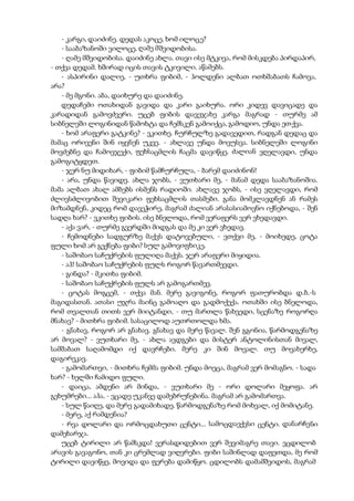 - კარგი, დაიძინე. დედას აკოცე. ხომ ილოცე?
- სააბაზანოში ვილოცე. ღამე მშვიდობისა.
- ღამე მშვიდობისა. დაიძინე ახლა. თავი ისე მტკივა, რომ მისკდება პირდაპირ,
- თქვა დედამ. ხშირად იცის თავის ტკივილი. აწამებს.
- ასპირინი დალიე, - უთხრა ფიბიმ, - ჰოლდენი ალბათ ოთხშაბათს ჩამოვა,
არა?
- მე მგონი. აბა, დაიხურე და დაიძინე.
დედაჩემი ოთახიდან გავიდა და კარი გაიხურა. ორი კიდევ დავიცადე და
კარადიდან გამოვძვერი. უცებ ფიბის დავეჯახე კარგა მაგრად - თურმე ამ
სიბნელეში ლოგინიდან წამოხტა და ჩემსკენ გამოიქცა, გამოდიო, უნდა ეთქვა.
- ხომ არაფერი გატკინე? - ვკითხე. ჩურჩულზე გადავედით, რადგან დედაც და
მამაც ორივენი შინ იყვნენ უკვე. - ახლავე უნდა მოვუსვა. სიბნელეში ლოგინი
მოვძებნე და ჩამოვჯექი, ფეხსაცმლის ჩაცმა დავიწყე. ძალიან ვღელავდი, უნდა
გამოგიტყდეთ.
- ჯერ ნუ მიდიხარ, - ფიბიმ წამჩურჩულა, - ბარემ დაიძინონ!
- არა, უნდა წავიდე. ახლა ჯობს, - ვუთხარი მე, - მანამ დედა სააბაზანოშია.
მამა ალბათ ახალ ამბებს ისმენს რადიოში. ახლავე ჯობს, - ისე ვღელავდი, რომ
ძლივსძლივობით შევიკარი ფეხსაცმლის თასმები. განა მომკლავდნენ ან რამეს
მიზამდნენ, კიდეც რომ დავეჭირე, მაგრამ ძალიან არასასიამოვნო იქნებოდა, - შენ
სადღა ხარ? - ვკითხე ფიბის. ისე ბნელოდა, რომ ვერაფერს ვერ ვხედავდი.
- აქა ვარ, - თურმე გვერდში მიდგას და მე კი ვერ ვხედავ.
- ჩემოდნები სადგურზე მაქვს დატოვებული, - ვთქვი მე, - მოიხედე, ცოტა
ფული ხომ არ გექნება ფიბი? სულ გამოვიფხიკე.
- საშობაო საჩუქრების ფულიღა მაქვს. ჯერ არაფერი მიყიდია.
- აჰ! საშობაო საჩუქრების ფულს როგორ წავართმევდი.
- გინდა? - მკითხა ფიბიმ.
- საშობაო საჩუქრების ფულს არ გამოგართმევ.
- ცოტას მოგცემ, - თქვა მან. მერე გავიგონე, როგორ ფათურობდა დ.ბ.-ს
მაგიდასთან. ათასი უჯრა მაინც გამოაღო და გადმოქექა. ოთახში ისე ბნელოდა,
რომ თვალთან თითს ვერ მიიტანდი, - თუ მართლა წახვედი, სცენაზე როგორღა
მნახავ? - მითხრა ფიბიმ. სასაცილოდ აუთრთოლდა ხმა.
- გნახავ, როგორ არ გნახავ. გნახავ და მერე წავალ. შენ გგონია, წარმოდგენაზე
არ მოვალ? - ვუთხარი მე, - ახლა ავდგები და მისტერ ანტოლინისთან მივალ,
სამშაბათ საღამომდი იქ დავრჩები. მერე კი შინ მოვალ. თუ მოვახერხე,
დაგირეკავ.
- გამომართვი, - მითხრა ჩემმა ფიბიმ. უნდა მოეცა, მაგრამ ვერ მომაგნო. - სადა
ხარ? - ხელში ჩამიდო ფული.
- დაიცა, ამდენი არ მინდა, - ვუთხარი მე - ორი დოლარი მეყოფა. არ
გეხუმრები... აჰა, - ვცადე უკანვე დამებრუნებინა. მაგრამ არ გამომართვა.
- სულ წაიღე, და მერე გადამიხადე. წარმოდგენაზე რომ მოხვალ, იქ მომიტანე.
- მერე, აქ რამდენია?
- რვა დოლარი და ორმოცდახუთი ცენტი... სამოცდაექვსი ცენტი. დანარჩენი
დამეხარჯა.
უცებ ტირილი არ წამსკდა! ვერასდიდებით ვერ შევიმაგრე თავი. ვცდილობ
არავის გავაგონო, თან კი ცრემლად ვიღვრები. ფიბი საშინლად დაფეთდა, მე რომ
ტირილი დავიწყე, მოვიდა და ფერება დამიწყო. ცდილობს დამამშვიდოს, მაგრამ
 