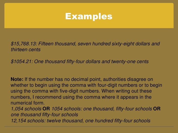 16 rules for writing numbers 