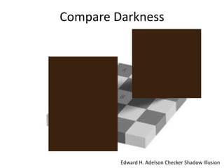Compare Darkness




         Edward H. Adelson Checker Shadow Illusion
 