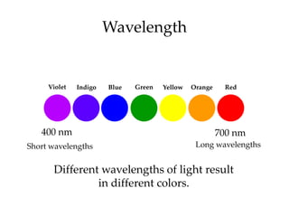 Wavelength


     Violet   Indigo   Blue   Green   Yellow   Orange    Red




   400 nm                                   ...