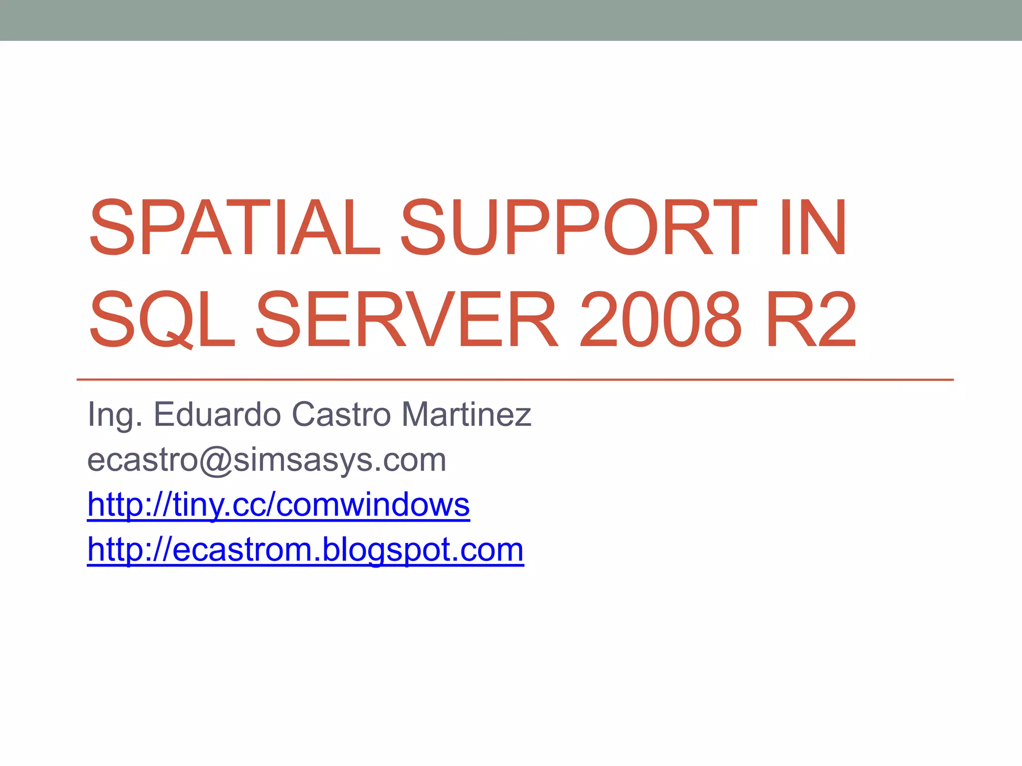 Spatial Data in SQL Server | PPT
