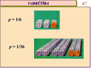 VARBŪTĪBA
           VARBŪTĪBA   67


p = 1/6




p = 1/36
 