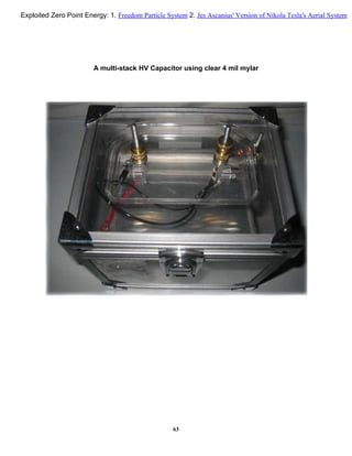 A multi-stack HV Capacitor using clear 4 mil mylar
63
Exploited Zero Point Energy: 1. Freedom Particle System 2. Jes Ascanius' Version of Nikola Tesla's Aerial System
 