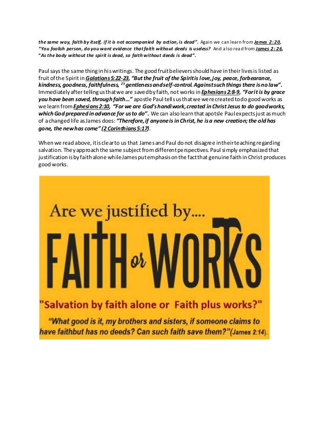 16th september 2016 is salvation by faith alone or faith plus work faith produces works
