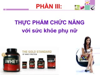 PHẦN III:
THỰC PHẨM CHỨC NĂNG
với sức khỏe phụ nữ
 