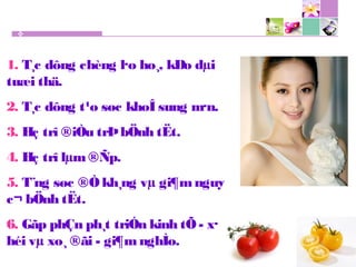 1. T¸c dông chèng l·o ho¸, kÐo dµi
tuæi thä.
2. T¸c dông t¹o søc khoÎ sung m·n.
3. Hç trî ®iÒu trÞbÖnh tËt.
4. Hç trî lµm®Ñp.
5. T¨ng søc ®Òkh¸ng vµ gi¶mnguy
c¬ bÖnh tËt.
6. Gãp phÇn ph¸t triÓn kinh tÕ- x·
héi vµ xo¸ ®ãi - gi¶mnghÌo.
 