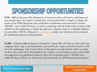 $750 – Official Sponsor Plus (Limited to 3 businesses) You will receive a full-page ad
spot (image/logo, description, webs...