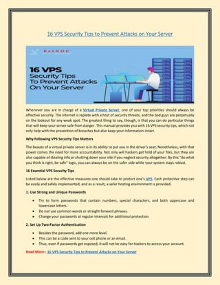 16 VPS Security Tips to Prevent Attacks on Your Server | PDF