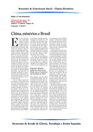 Data: 17 de fevereiro

O Estado de São Paulo - SP
China, minérios e Brasil
Caderno: 1º Caderno - Página: A3
Publicado: 17-02-2011
 