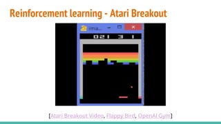 Reinforcement learning - Atari Breakout
[Atari Breakout Video, Flappy Bird, OpenAI Gym]
 