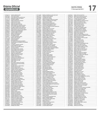 12194260112 MAURO GOMES DA SILVA
12206104425 JOSE CARLOS RAMOS
12206108692 ALDA GONCALVES DOS SANTOS LEAL
12211011359 MARGARETE FREIRE DOS SANTOS
12232537120 TEREZINHA BARBOSA
12276008832 MARIA CONCEICAO DE AZEVEDO
12278273274 JORGE DA SILVA SOUTO
12279980845 MARIA JOSE DE OLIVEIRA
12293747680 MARIA DAS GRACAS DA SILVA
12302838264 MARIA APARECIDA CAMARGO DA SILVA
12315358045 ANA CRISTINA MARCELINO LACERDA
12330944340 ELIZABETE CRISTINA COSTA CONCEICAO
12332944836 ARIDES MACHADO DOS SANTOS FILHO
12345187729 MARIA VALERIA CARLOS DO NASCIMENTO
12358660525 MARCIA DE AGUIAR BERNARDO
12362546057 CLEONICE LEMES DE OLIVEIRA
12367010392 MARIA CLAUDINO DA SILVA
12370693241 REGIANE ALVES RIBEIRO
12379457567 ANA MARIA DA SILVA
12393004817 LUZINETE MONTEIRO CABRAL
12393511786 MARIA ELIANE SANTANA
12419578580 JOSEFA DOS SANTOS
12421999822 MAURO MIRANDA
12426569931 KETI MARIA DE OLIVEIRA NASCIMENTO
12432633492 SILVANA MARIA DIAS BARBOZA DE ANDRADE
12438731321 JANE NUNES
12439005276 LUCINADIA CARDOSO CELEDON
12450459717 ELAINE APARECIDA SOUZA
12457110493 REGINA LUCIA OLEGARIO ARAUJO
12459899744 HELOISA DE FREITAS
12460351633 PAULA REGINA SOUZA FERREIRA
12479971017 ANGELA MARIA SANTOS DA SILVA
12488787061 NAZARETH PAULA DO AMPARO
12499157994 VALERIA DA COSTA VARELA
12499407656 MARIA JOSE MARTINS DA SILVA
12500848657 MARINEZ AUGUSTA DE SOUZA
12506064453 FABIANA SILVA TELLES
12510079966 LENILDA FELINTO BARBOSA
12515440446 CRISTIANE DOS SANTOS MODESTO
12515668390 IRIAN MORAIS DE LUCENA
12538186503 MARIA RAQUEL DE LIMA
12549548606 MARLY PERES
12554076458 ROSA MARIA GUEDES DOS SANTOS
12563177814 MARIA ROSANA DE SOUZA VICENTE
12583081812 ADRIANA FELIX
12588941771 IRACEMA ANGELICA PRIETO MOTA
12591718778 PATRICIA FRAGA SANTOS
12592564812 IVANEIDE PEREIRA DOS SANTOS
12597230769 SANDRA CRISTINA CHAGAS SANTOS
12599720771 MARIA DOS ANJOS MEDEIROS
12621768174 ERIKA APARECIDA EGREJA
12643747773 MARIA LIDIA LOPES ALENCAR
12649614775 ELIZABETE MARIA DE SANTANA
12651355854 SIMONE RAMOS DOS SANTOS
12659397890 ANDREIA FAGUNDES DOS SANTOS
12685476891 RENILDA SILVA DE JESUS
12703828774 JOANA DARC DO NASCIMENTO
12720247814 MARIA DO CARMO VIEIRA DE SOUZA
12721452160 JULIANA VIRGILIO CASTRO
12765011852 ANDREA SARAIVA DOS SANTOS
12788068761 SUZIANE SANTOS DO PORTO
12795773238 VALDINEZ SOUZA DOS SANTOS
12810026930 REGINA LIRA DE ALBUQUERQUE
12823810899 EVELYN FERNANDA GOMES DANTAS
12834932850 ALESSANDRA DEE GOMES
12885820855 DENISE MARIA DA SILVA
12932176937 ROSANGELA SOUZA DE OLIVEIRA
12956840853 MONICA SOUZA
12967759858 ADRIANA LOPES PEREIRA
12995533931 REGIANE DO CARMO ALVES
12998148893 SIMONE SANTOS MOURA
13006718819 JANAINA MARLENE DA SILVA
13006922890 SIMONE SANTANA DE OLIVEIRA
13052193774 IVONETE DOS SANTOS CASTELLAN
13093212811 JOELMA DE OLIVEIRA PEREIRA
13103620933 FABIANA DE SOUZA CARDOSO
13103898451 CILENE DE OLIVEIRA SANTOS
13154767818 JUDITE MARIA DE JESUS SOUZA
13189985811 JOZENI DE SOUZA BRAZ
13275622896 ALEXSANDRA RAMOS DA SILVA
13354744935 FABIANE DIAS SANTOS
13371430897 MARCELA RODRIGUES GONCALVES SILVA
13446139779 CARINA DE SOUZA PEREIRA
13451826894 THAYANE SILVA SANTOS
13492510859 SONIA DIAS DE OLIVEIRA
13519799811 MARCOS ANTONIO CANNAS DE OLIVEIRA
13762745772 ANGELICA DOMINGUES DOS SANTOS
13867298857 LEIDE ALVES DE OLIVEIRA
16007658423 AMANDA MARTINS APOLINARIO
16008666713 ADENILDE DO NASCIMENTO SANTOS
16012738138 ALINE CRISTINA RODRIGUES ALVES
16017250710 DEUSELINA FERREIRA DE SOUSA CONCEICAO
16017849434 ANGELA LIMA SILVA
16062747017 ROSANILDA BATISTA DE SOUZA
16077369293 IVANILDE ABREU DE ARAUJO
16083458898 ROSEILMA RODRIGUES GONCALVES
16086466743 ANGELA FRANCISCA DA CONCEICAO
16117486953 ADRIANA DE SOUZA SILVA LEITE
16123128982 ANALIA XAVIER DOS SANTOS
16136104394 FABIELI APARECIDA DOS SANTOS
16148699436 ELIDIANE LOPES JUVENCIO
16149193218 FABIANA FERREIRA DE SOUZA
16150342493 ALESSANDRA CRISTINA DOS SANTOS
16150377858 ELIZANIA RITA DE OLIVEIRA
16151201389 ELIANE PEREIRA DOS SANTOS
16152816956 MARIA BETANIA DE ARAUJO ALMEIDA
16152929904 ADELIETA SANTOS LIDORIO
16155752207 EDINALVA MARIA GOMES DA SILVA
16160849248 DALINAJARA DE JESUS CARNEIRO
16163448600 ALEXANDRA SILVA ALVES DOS SANTOS
16163956436 ELIENE NASCIMENTO CERQUEIRA FERREIRA
16164197024 ANA MARIA PEREIRA MORENO
16166051639 DAIANA SILVA SANTOS
16167006998 ANTONIA TEODORO SANTANA
16168274805 ELIANE DA SILVA CRUZ
16170378469 ELENITA DE BRITO
16184337964 JOSINEIDE GENTIL BATISTA
16185116368 JOSILENE GOMES BEZERRA
16192202266 JOELMA DOS SANTOS CONCEICAO
16212272191 JOSENILDA MARIA DA SILVA
16219801645 FRANCISCA MARIA DA SILVA
16220160852 JOSEFA MARIA DA SILVA
16259687916 JALON SEVERINO DA SILVA
16261590517 JOSELENE DE SIQUEIRA FERREIRA
16273892750 JULIANE FIRMINO SALUSTIANO
16279221173 IVONE NASCIMENTO ROCHA
16282658838 GILVANIA DA COSTA
16289301943 IARA JOSE DOS SANTOS
16292202489 IVETE BEZERRA FERREIRA
16294380457 IVONETE JANUARIO DA SILVA
16294393508 JACIRA SILVA
16297141801 IVANILDO FERREIRA ANGELO
16297161063 JOSEFA JOELMA XAVIER DA SILVA
16302042098 JAQUELINE SILVA MORENO
16302705615 JOYCE CARINE AGUIAR LINS SANTOS
16303174575 JANE CLEIDE DA SILVA SANTOS
16303317899 FRANCISCA RIBEIRO DA SILVA
16304042095 FRANCISCA COUTINHO DA SILVA
16305354627 GILDETE MARIA DA COSTA SOUZA
16305636975 JOSIENE NASCIMENTO DOS SANTOS
16306222562 JOELIA DOS SANTOS SILVA
16309343115 JULIANA RODRIGUES DA SILVA DE BRITO
16310080181 GLAUCIA MARIA PEREIRA DE SOUZA SANTOS
16310372069 JOSE CARLOS SALES
16317634557 JESSICA DIANE SANTOS PEREIRA DE LIMA
16344236176 CARINA DA SILVA SANTOS
16353214953 MARIA COELHO DOS SANTOS
16358883179 MARIA DE SOUZA GUEDES
16362947518 MARCIA REGINA CLAUDINO
16366791113 MARIA APARECIDA MOURA FAUSTINO
16366843784 MARIA DO SOCORRO CARVALHO LIMA
16367485865 LUCIA DE FATIMA SOUSA DOS SANTOS
16375714517 MARIZA PEREIRA
16386291779 LUCILENE AUGUSTO NEPOMUCENO
16386293631 MARIA ALDENORA BORGES
16398998058 MARIA DE FATIMA SOARES VIEIRA
16422090537 LIGIA TOMAZ DA SILVA
16424739085 MARIZA DE PAULA
16429496261 CLAUDETE DE SANTANA NETTO
16435013145 LILIAN CRISTINA ABAD
16441226090 CLEONICE PEREIRA DA SILVA
16447378062 CLAUDIA GOMES SANTOS
16449693461 MARIA JOSE DA SILVA FELIX
16450602792 MARIA CELIA CONCEICAO DA SILVA
16451799727 KELLY YONE DE SOUZA MENDES
16456417172 CLAUDICE DOS SANTOS E SANTOS
16457356444 LUCIANA ANDRADE DE JESUS
16457376305 MARIA APARECIDA SANTOS DE SOUZA
16459914045 MARIA DO SOCORRO DA SILVA
16463718085 MARIA ROSANGELA DOS SANTOS
16464815041 MARGARETE DOS SANTOS
16466761798 CAMILA SANTOS DE SOUZA
16467519117 CRISTIANE PEREIRA JUSTO
16467565542 LUCIENE LEAL DE MORAIS GOMES
16467642660 MACILENE DE FARIAS FERREIRA
16468018049 CLAUDIA BEZERRA DE SANTANA
16468821003 CLEIDIANA DE JESUS NASCIMENTO
16469284389 MARIA ANITA LUCAS DA SILVA
16471107766 MARIA CELINA FERREIRA
16471436948 MARIA DAS DORES FERREIRA DA SILVA
16471791225 MARIA DA CONCEICAO RODRIGUES SANTOS
16471803053 MARILENE ROSA DA SILVA
16473069705 MARIA FERNANDA SANTOS DE SENA
16475520803 LUCIANA MAXIMO
16479108680 MARIA JOSE BISPO VIEIRA
16479236263 CRISTIANA DA COSTA LINO
16481375119 LILIAN FERREIRA DA SILVA
16482242937 MARIA DA PAZ DO NASCIMENTO LIMA
16487256618 MARIA DO SOCORRO DA SILVA
16487265099 MAURO SERGIO DE CASTRO FARIAS
16489219310 CARLOS ALBERTO PEREIRA DA COSTA
16489703573 MARIA LUCIA DE SOUZA NERY
16489982170 MARIA APARECIDA COSTA DA SILVA
16494624856 MARCELA BRAZ DO NASCIMENTO
16496191388 MARIA ROSA ALVES
16500731051 MARIA JOSE BARROS DE ALMEIDA
16501704503 MARIA JOSE NUNES DE OLIVEIRA
16502015329 MARIA DO SOCORRO LIMA STRINGARI
16512688776 LUCIANA DE ASSUNCAO
16532784126 ROSELI FERREIRA DE ARAUJO
16534959675 ROSANGELA SOARES
16538446915 MIRIAM RODRIGUES FERREIRA
16542149709 THAYANA APARECIDA TEIXEIRA
16542865684 VILANI BATISTA DOS SANTOS
16559385133 SOLIDADE MARIA DOS SANTOS
16561935889 PATRICIA BISPO MOREIRA
16561943237 SAMANTA PEREIRA SALES
16561945272 SUELI SENA GONCALVES
16564852917 SELVINA PEREIRA BORGES
16570500326 SEVERINA MARIA DA SILVA
16585284462 NOELI SOUZA DA SILVA
16602528131 ZEILA ROSELI BERTO
16625836266 SABRINA PAULA DA SILVA
16628497993 SARA TOBIAS DA SILVA
16630522487 SONIA FERREIRA DA SILVA
16632098968 VANESSA MARIA DE SANTANA
16639132339 SUELI DA GLORIA AMBROSIO DOS SANTOS
16639245338 MICHELE CHAVES CARNEIRO
16641297102 MONICA FRANCISCA DA HORA
16643639264 SANDRA REGINA ALVES SOUZA
16644030859 SUELI DE OLIVEIRA LIMO
16644734759 VANESA ALVES DA SILVA
16645976063 ROBERTA DOS SANTOS OLIVEIRA
16646469785 CIBELE PEREIRA DE AZEVEDO LEMOS
16648957256 ROSA DA CONCEICAO DOS RAMOS
16649300625 VIVIANE DOS SANTOS
16649524000 ROSANGELA DE JESUS SANTOS DE OLIVEIRA
16650540065 NATHALIA SALLES NUNES VIANA
16653964567 SIMONE DE LIMA GUIMARAES
16655239010 TAIS CONCEICAO DOS SANTOS
16656287205 ROZANA DOS SANTOS CHAGAS
16658177385 SANDRA REGINA COUTINHO LAMOSA
16660193317 TATIANA DAVI DE OLIVEIRA
16662108201 SILVANA MIRANDA DA SILVA
16662108767 SOLANGE RODRIGUES DA SILVA
16663010183 ROSIMEIRE OLIVEIRA DOS SANTOS
16668575243 SABRINA DOS SANTOS SILVA
16672659448 VALDINALVA E SILVA BORGES
16676690048 VALERIA LIMA PEREIRA
16697855186 SORAIA CORREA NABETTO RIESCO
17036563476 SIRLEI IVACHESK
20002209653 JERUZA DOS SANTOS
20037909600 PATRICIA DA CRUZ GOES
sexta-feira
17 de maio de 2013
17GUARUJÁ
Diário Oficial
 