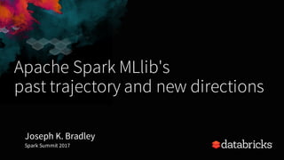 Apache Spark MLlib's
past trajectory and new directions
Joseph K. Bradley
Spark Summit 2017
 