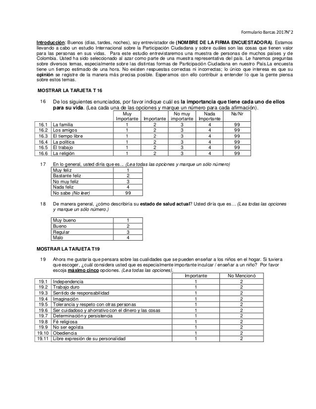 Formulario Barcas Iv Medicion De Capital Social De Colombia