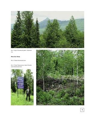 9
Илл. 3. Вид на Таганайский хребет с Назямских
гор.
Фото: В.А. Попов
Илл. 4. Отвалы Ахматовской копи.
Илл. 5. Плакат Национального парка «Таганай»
около Ахматовской копи.
 