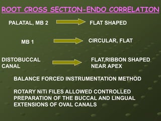 ENDODONTIC CORELATION AN IMPORTANT AID FOR LOCATING ROOT CANAL IS THE DENTAL OPERATING MICROSCOPE (DOP).IT IS USED TO IDENTIFIED CANAL THE NUMBER OF 2 MESIOBUCCAL CANALS IDENTIFIED IN   MAXILLARY 2 MOLAR INCREASED FROM   51 %  NAKED EYE82 %                     MICROSCOPE93.7 %DOM