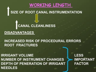 The Balanced Force action.This instrumentation technique uses clockwise/ anticlockwise rotational motion to remove dentine with flexible stainless steel files or nickel-titanium files. It is useful for rapidly removing dentine in curved canals whilst maintaining curvature (files are not precurved)