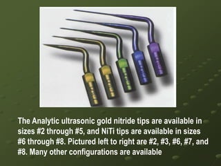 ROOT RESECTION FOR REMOVALOF ACCESSORY CANALRoot end resection a bevel perpendicular to the long axis of a root exposes a small number of microtubules