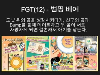 FGT(12) - 범핑 베어
도넛 위의 곰을 성장시키다가, 친구의 곰과
 Bump를 통해 데이트하고 두 곰이 서로
 사랑하게 되면 결혼해서 아기를 낳는다.
 