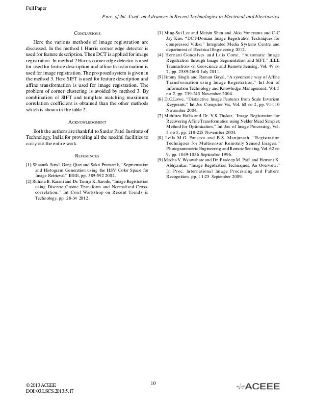 system enrollment bibliography with of various Comparison Techniques Image Registration