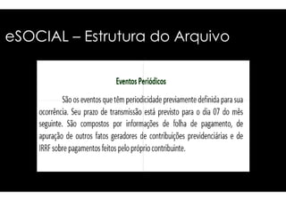 eSOCIAL – EEssttrruuttuurraa ddoo AArrqquuiivvoo 
 