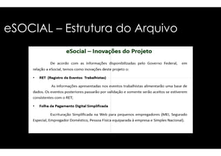 eSOCIAL – EEssttrruuttuurraa ddoo AArrqquuiivvoo 
 