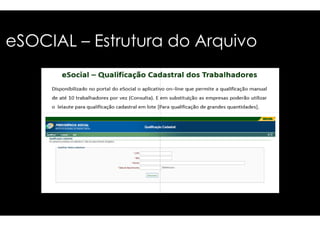 eSOCIAL – EEssttrruuttuurraa ddoo AArrqquuiivvoo 
 