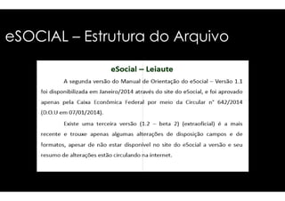 eSOCIAL – EEssttrruuttuurraa ddoo AArrqquuiivvoo 
 