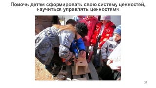 37 
Помочь детям сформировать свою систему ценностей, научиться управлять ценностями  