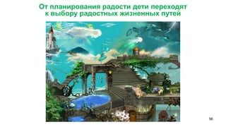56 
От планирования радости дети переходят 
к выбору радостных жизненных путей  