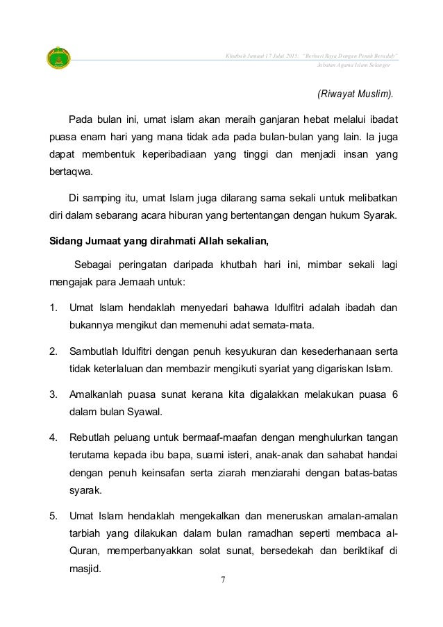 17.07.2015(rumi) berhari raya dengan penuh beradab.doc 17.07.2015(rumi) berhari raya dengan penuh beradab.doc